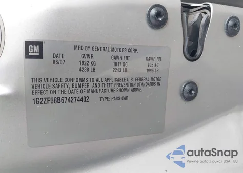 2007 Pontiac G6 Value Leader from USA, damaged, VIN 1G2ZF58B674274402